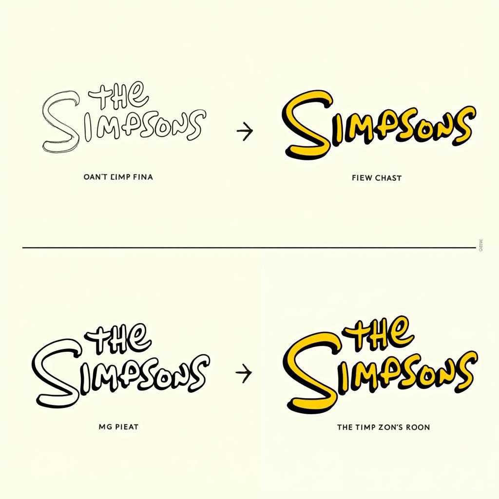 Evolution of The Simpsons Logo from Sketch to Final Design