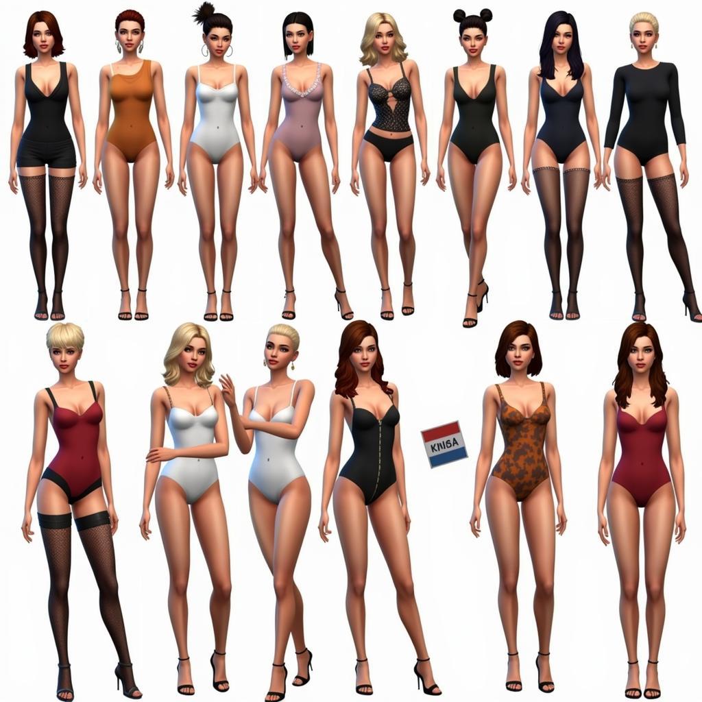 Variety of Sims 4 Bodysuit CC options