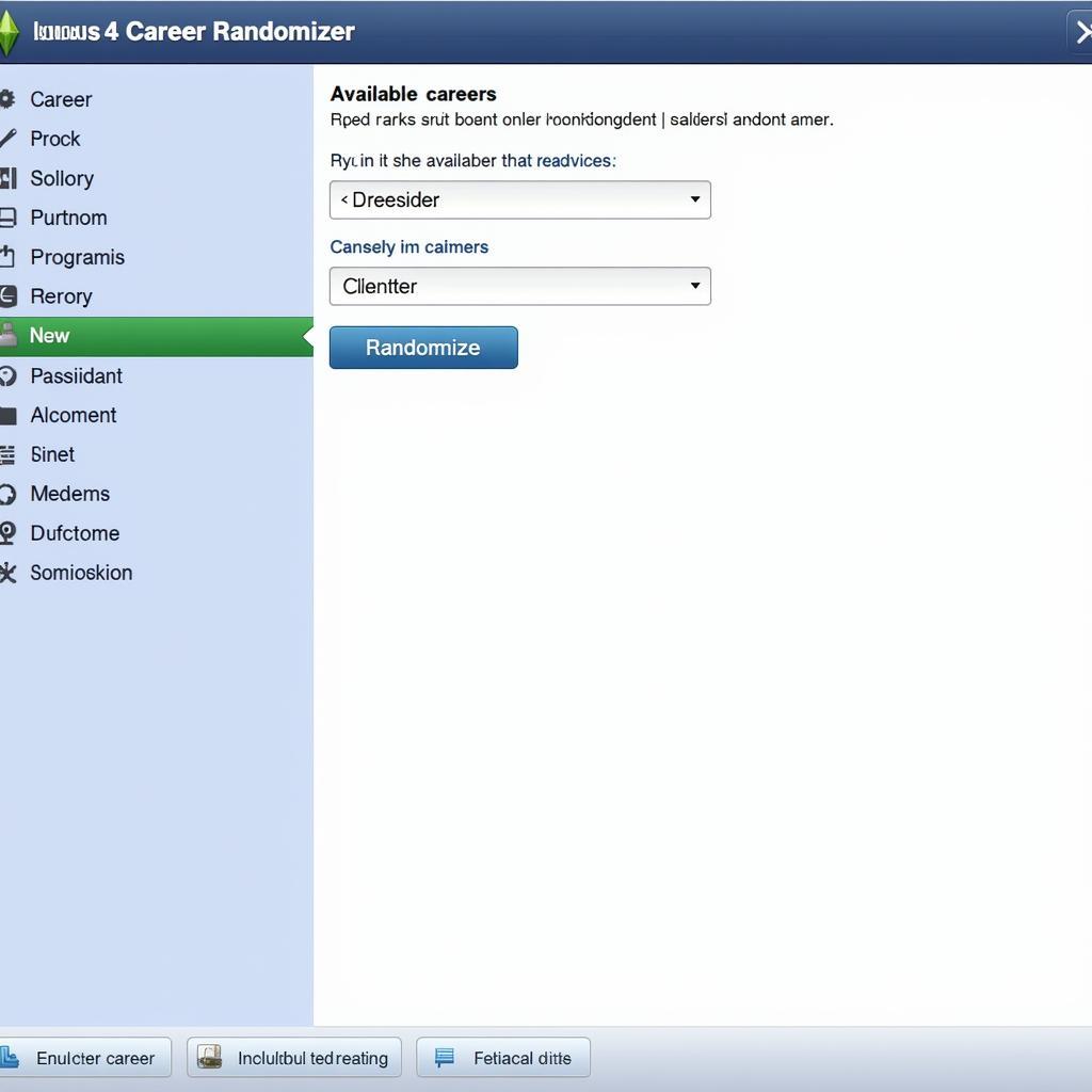 Sims 4 Career Randomizer Interface