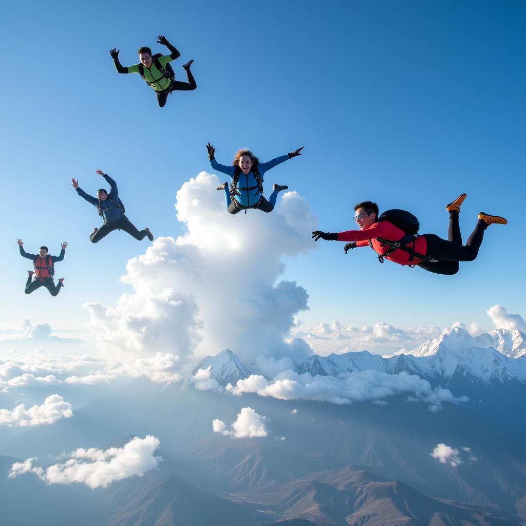 People skydiving during peak skydive season