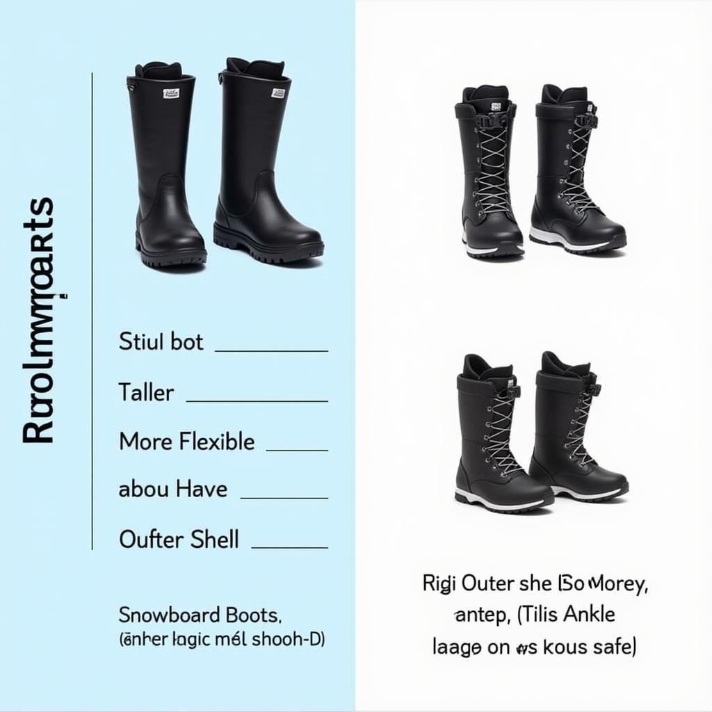 Snow boots vs. snowboard boots: A visual comparison showing the key differences in design and functionality.