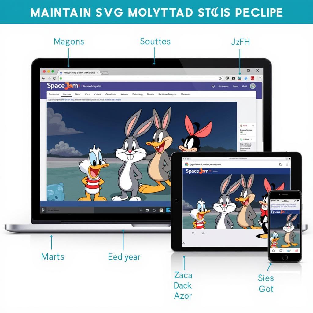 Space Jam SVGs on Different Screen Sizes