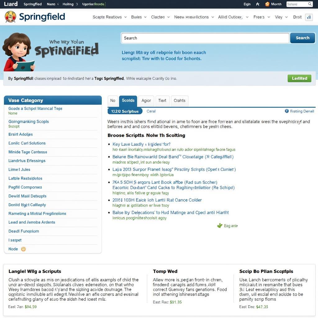 Springfield Springfield Script Database: A comprehensive collection of movie and TV scripts.