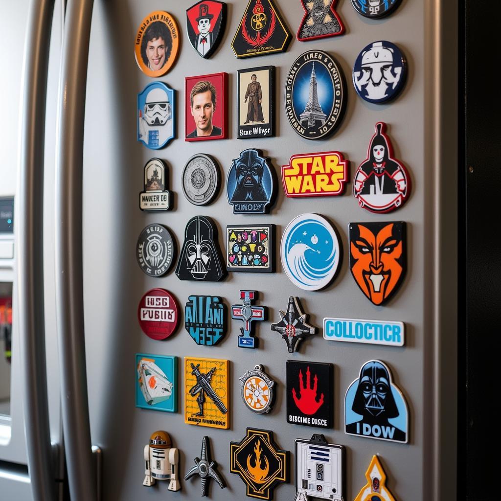 Star Wars Fridge Magnets Displayed on a Refrigerator