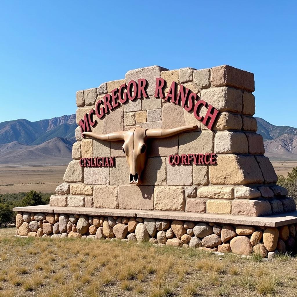 Stone Ranch Sign with Family Brand