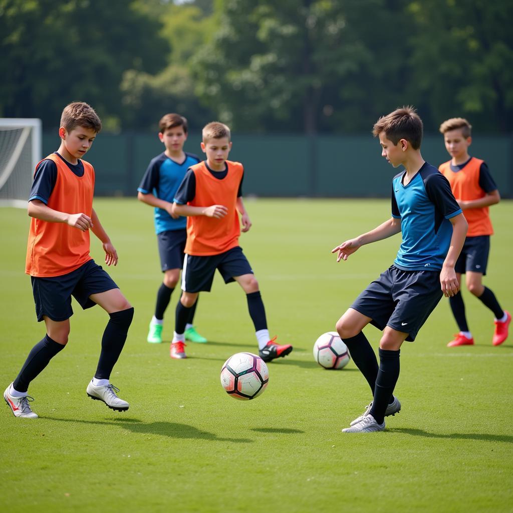 Sub 16 Football Players Training Hard