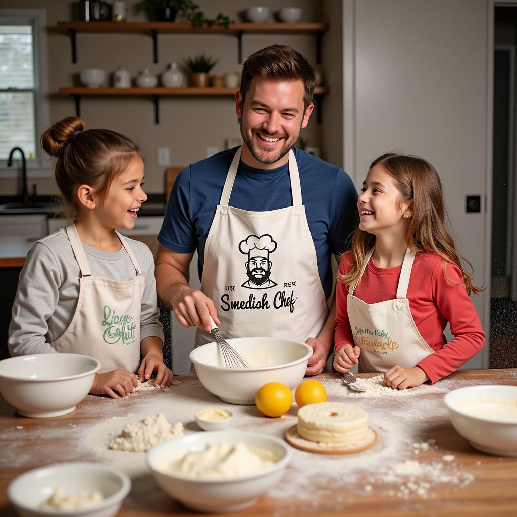 Baking with Kids Wearing a Swedish Chef Apron