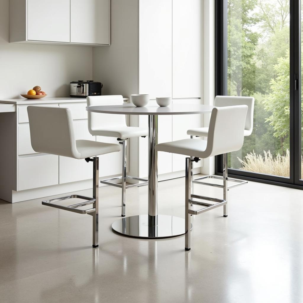 Modern Kitchen Table with Attached Stools