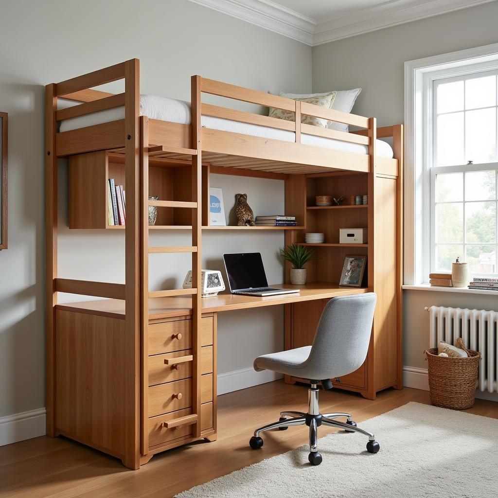 Top Bunk with Desk in a Small Room