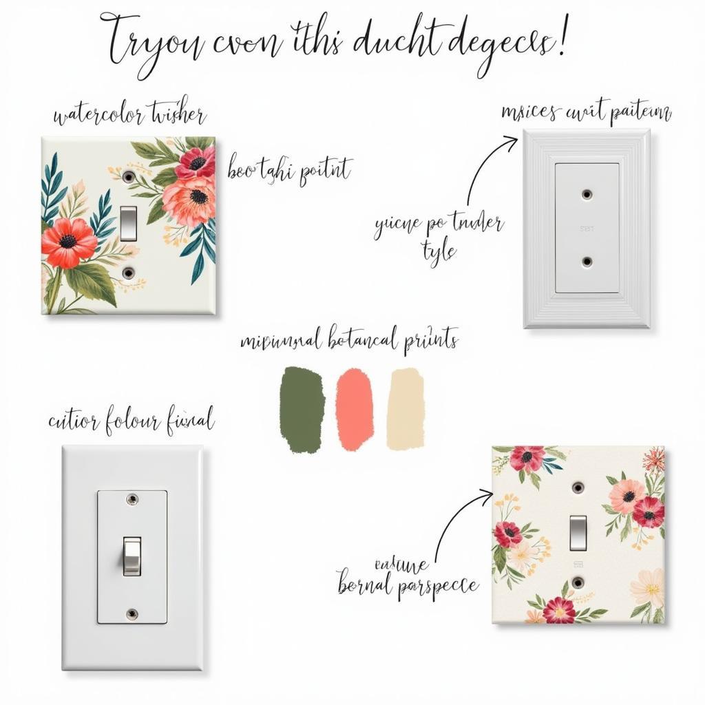 Trending floral light switch cover designs showcasing watercolor, minimalist and vintage styles