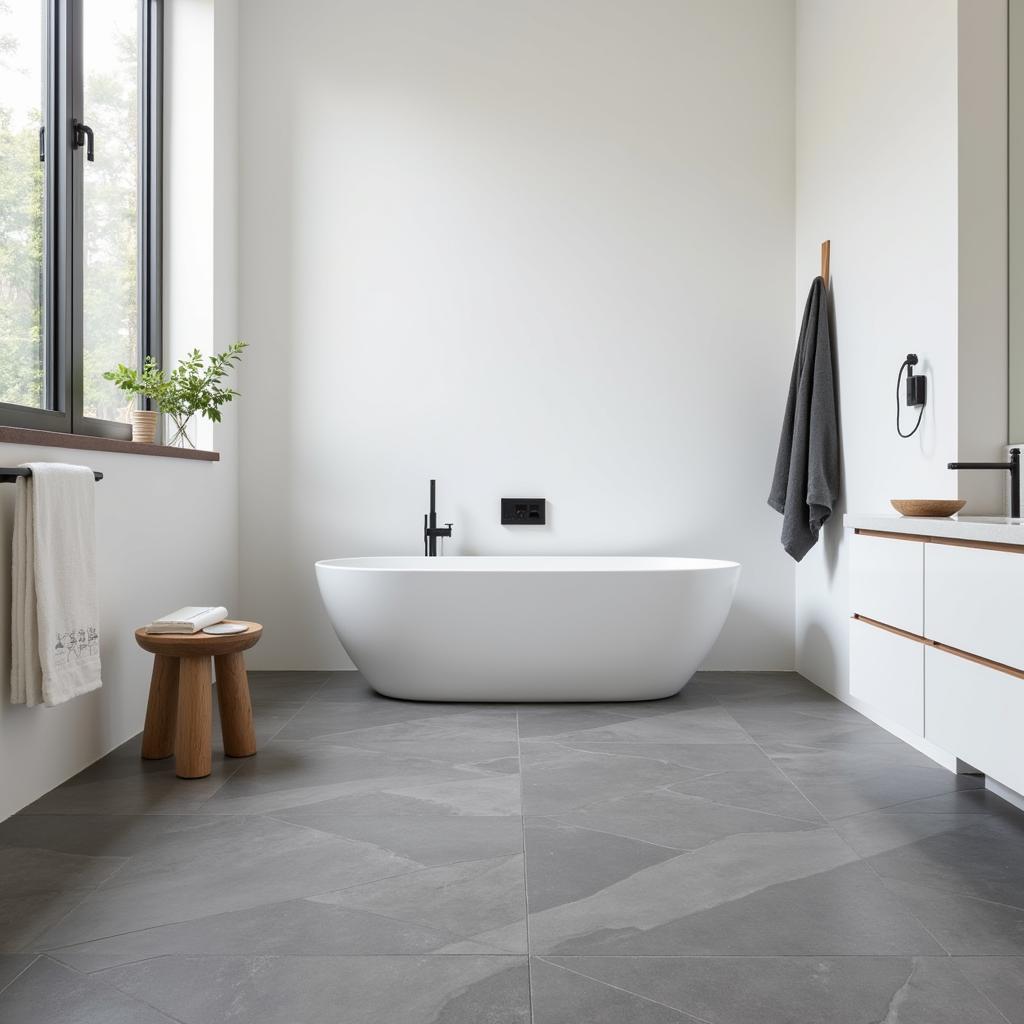 Modern bathroom floor with triangle tiles