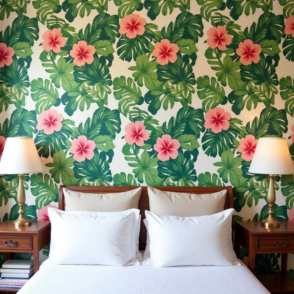 Tropical Themed Hollywood Regency Wallpaper