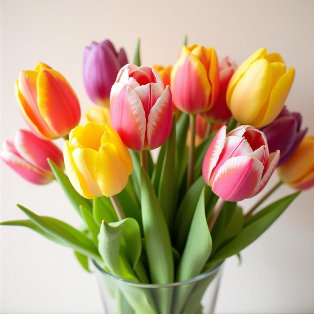 A bouquet of tulips in a vase