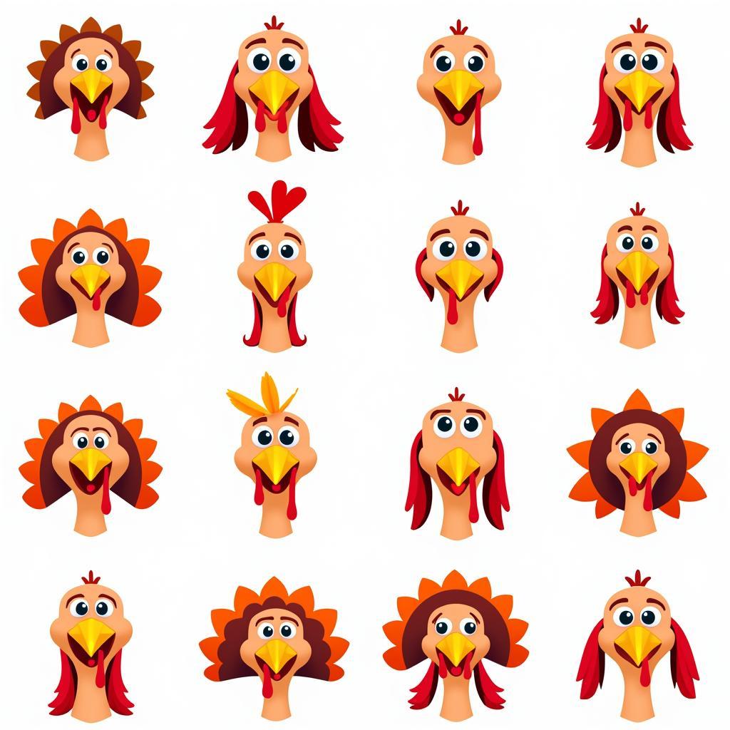 Various examples of turkey face SVG designs