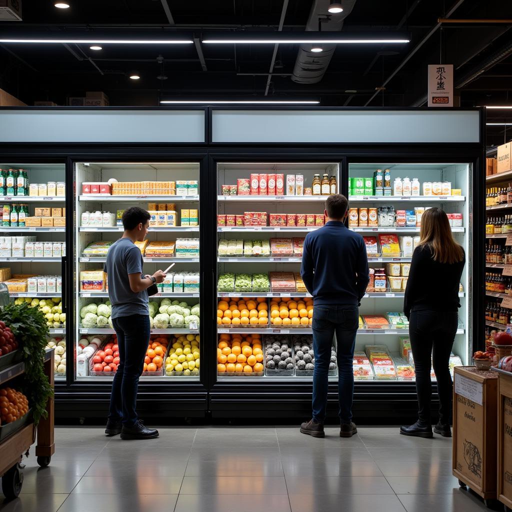 Upright Multideck Fridge in a Supermarket