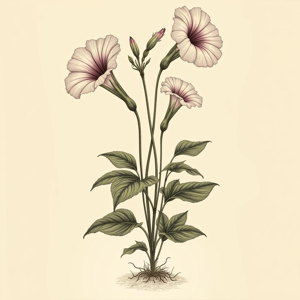 Vintage Botanical Morning Glory Wallpaper