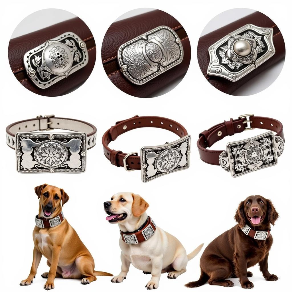 Western Dog Collar Designs with Conchos and Buckles