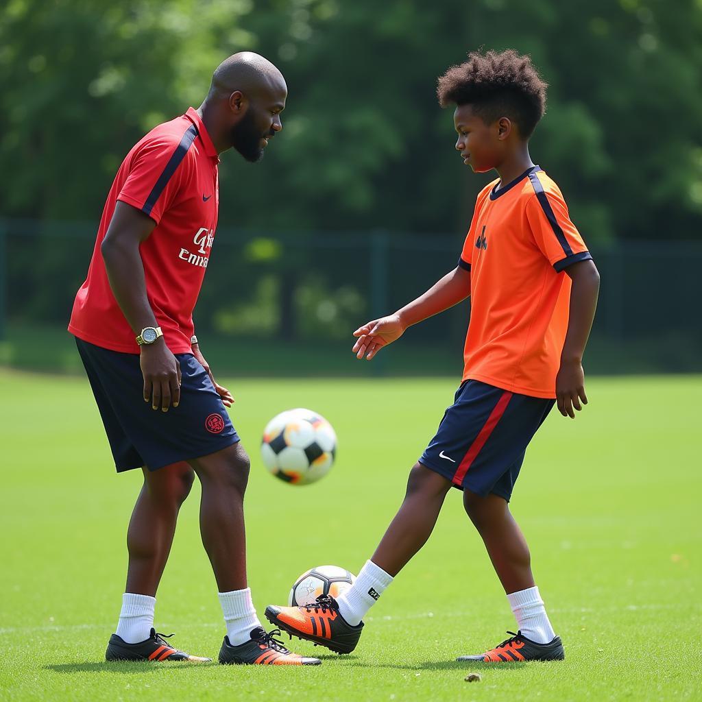 Willard Sims and Lamine Yamal training together.