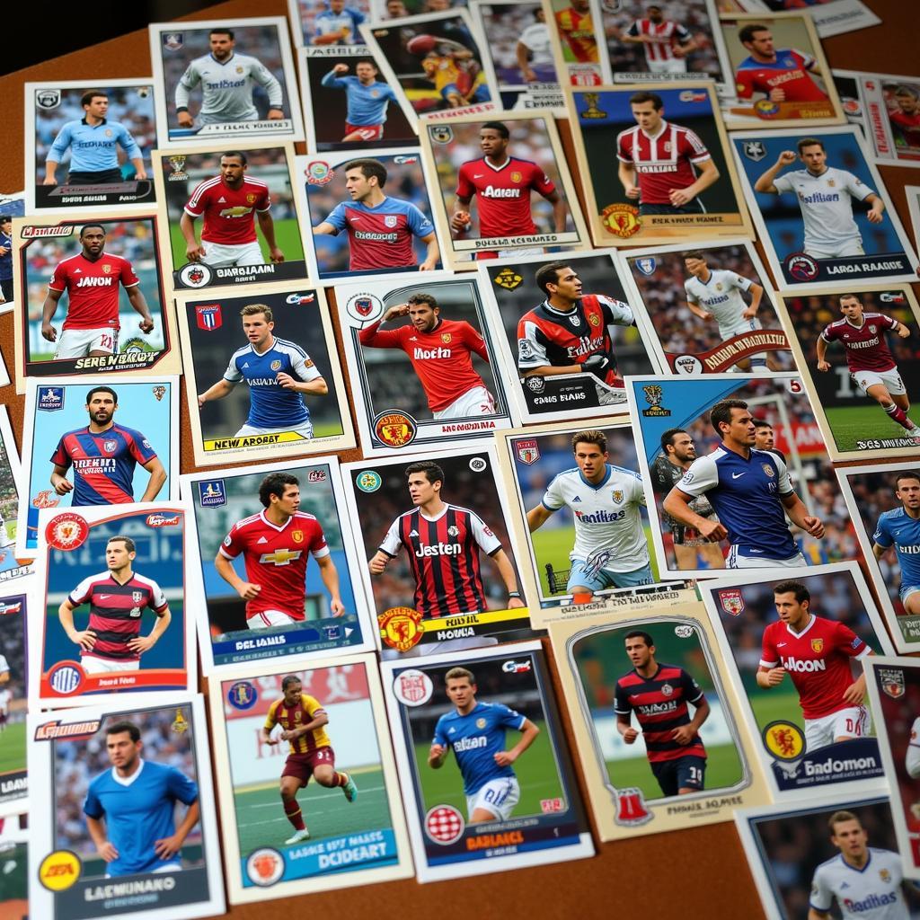 A diverse collection of world league football cards showcasing different players, teams, and card rarities.