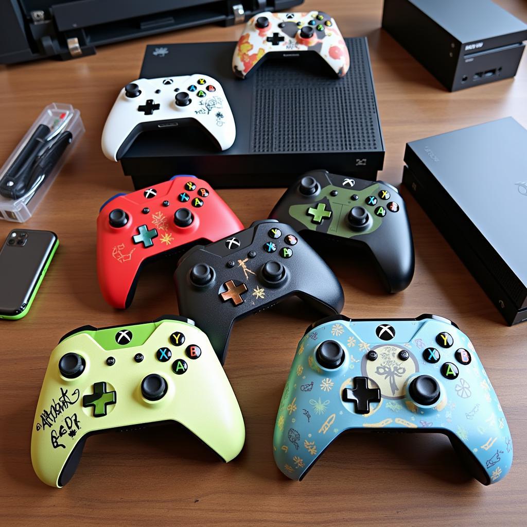 Xbox One X controllers with custom skins and stickers