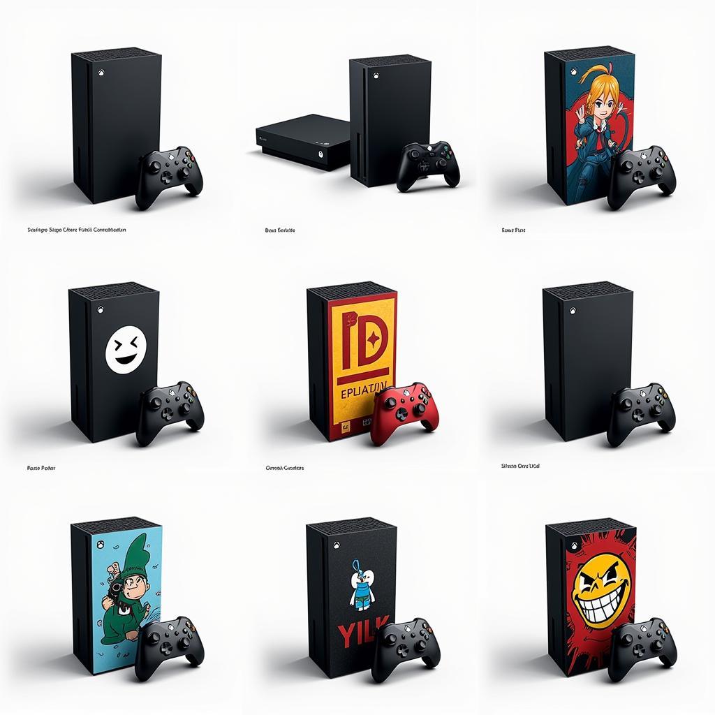 A variety of Xbox One X skins showcasing different designs and styles