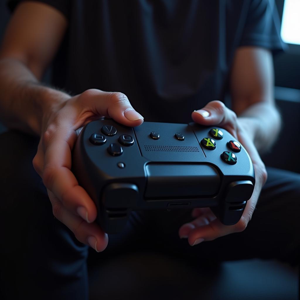 Xbox X controller held by a gamer