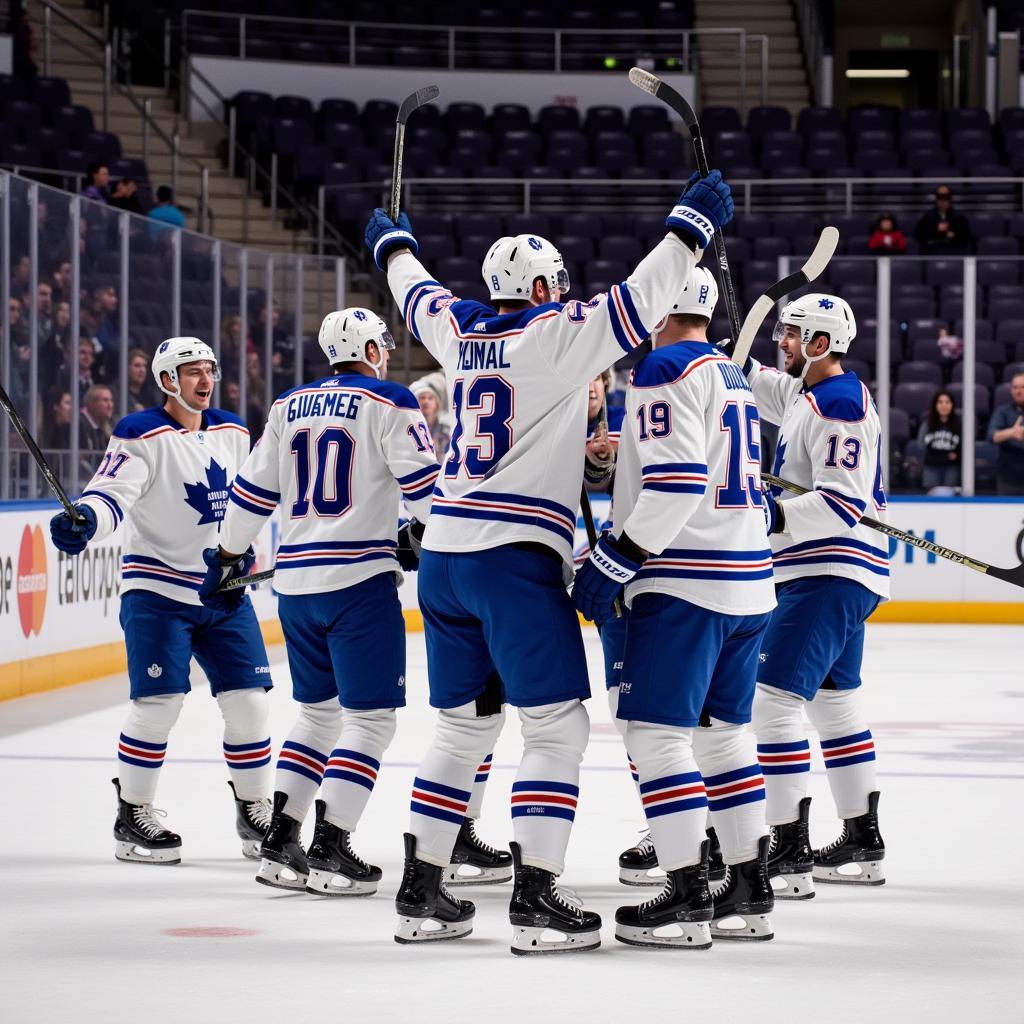 Yamal Celebrating a Goal in the AHL Authentic