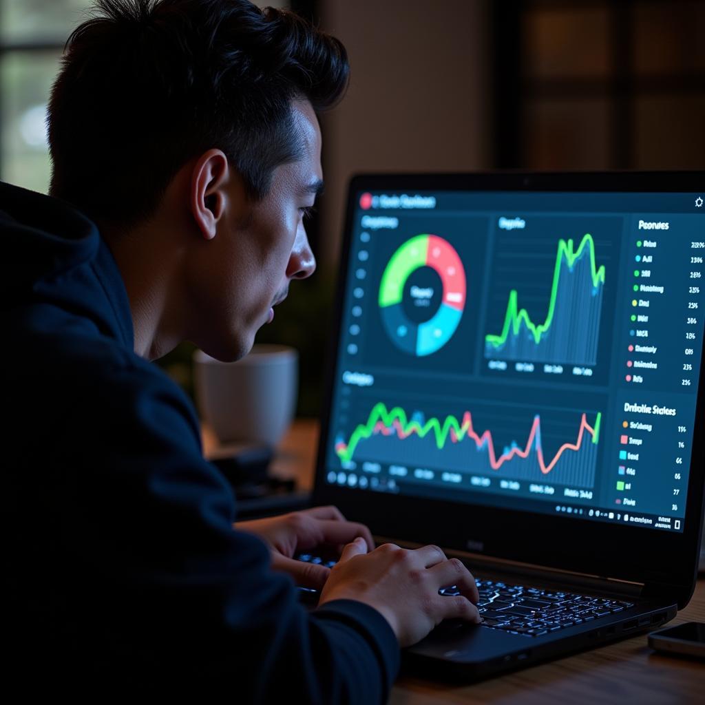 Yamal analyzing statistics on a computer screen