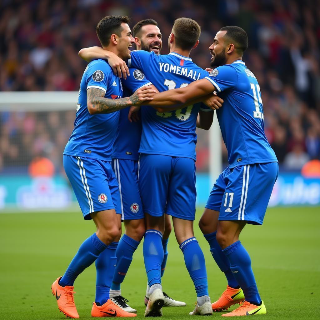 Yamal and his teammates celebrate a victory