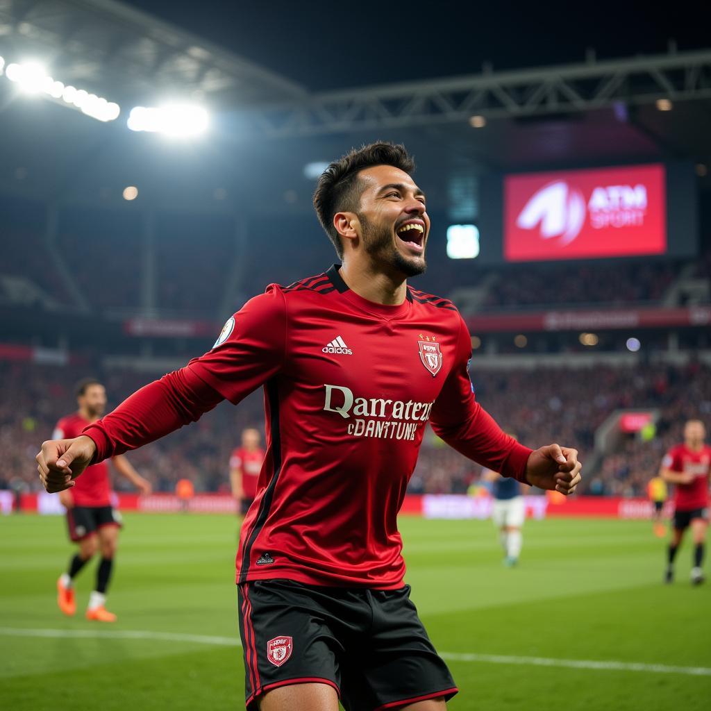 Yamal Celebrates a Goal with ATM Sport Logo in the Background