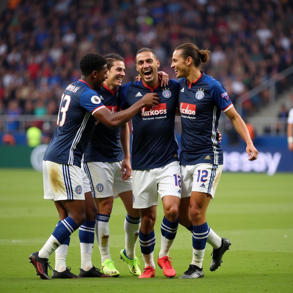 Yamal celebrates a goal with teammates