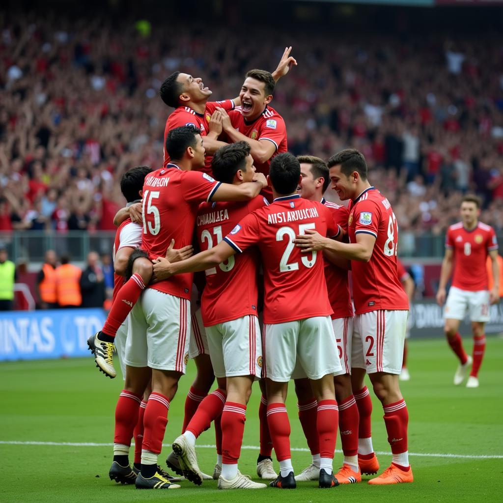 Yamal Celebrating a Goal with Teammates