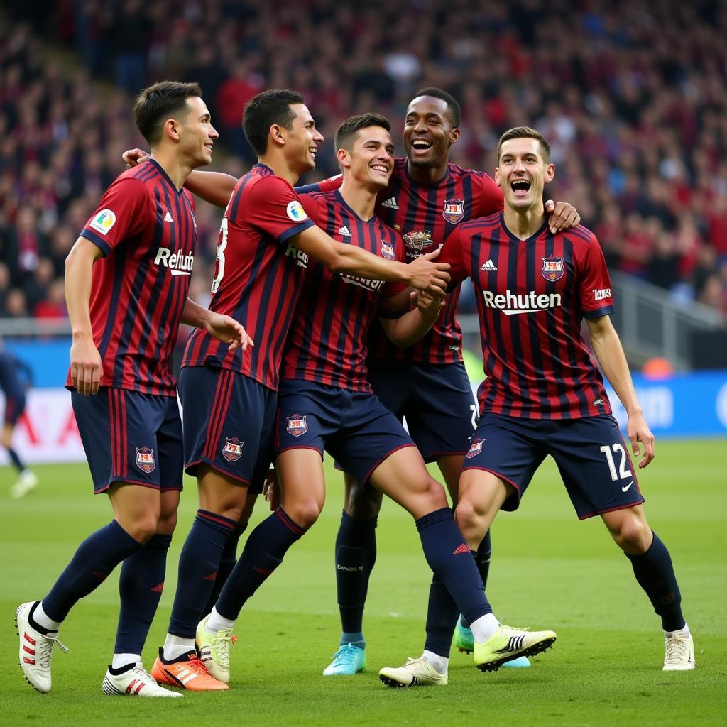 Yamal celebrating a goal with his teammates