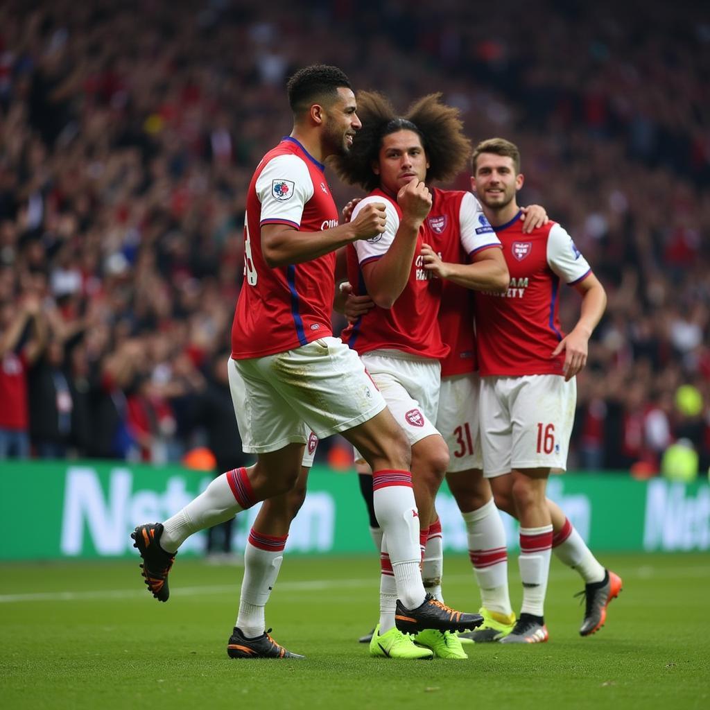 Lamine Yamal enthusiastically celebrates a crucial goal with his devoted fans, further solidifying the bond between player and supporters.