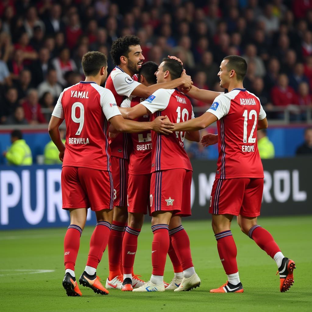 Yamal Celebrating a Goal with Teammates