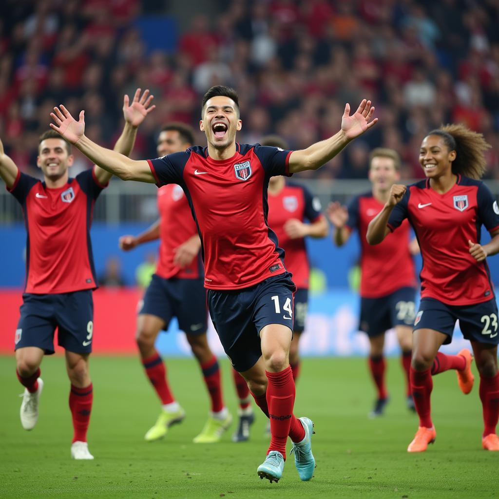 Yamal celebrating a goal with his teammates