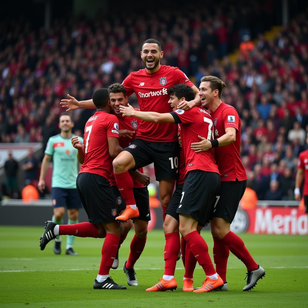 Yamal celebrating a winning goal with teammates