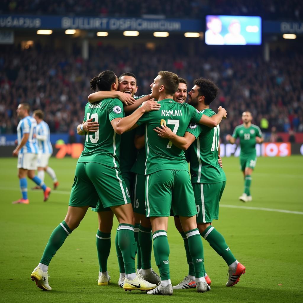 Yamal celebrating a goal with his teammates