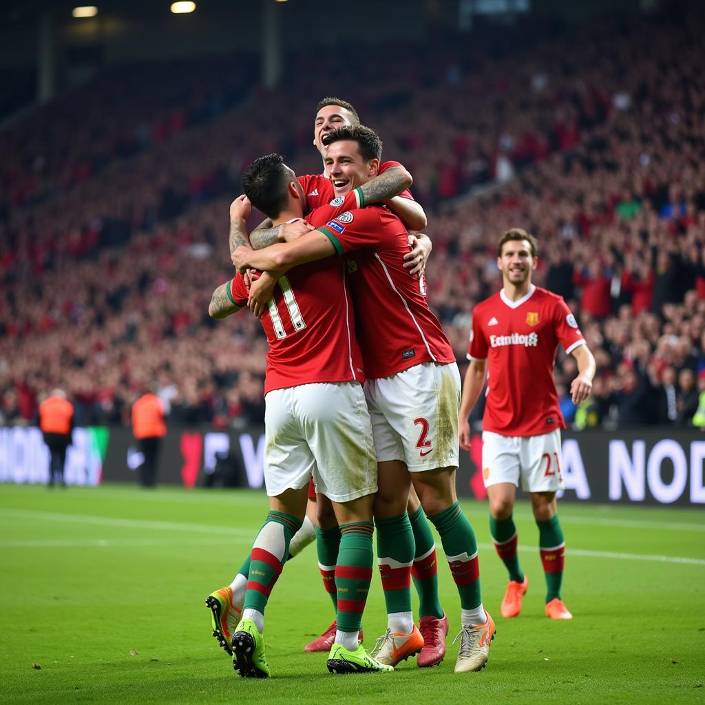 Yamal celebrating a goal with his teammates