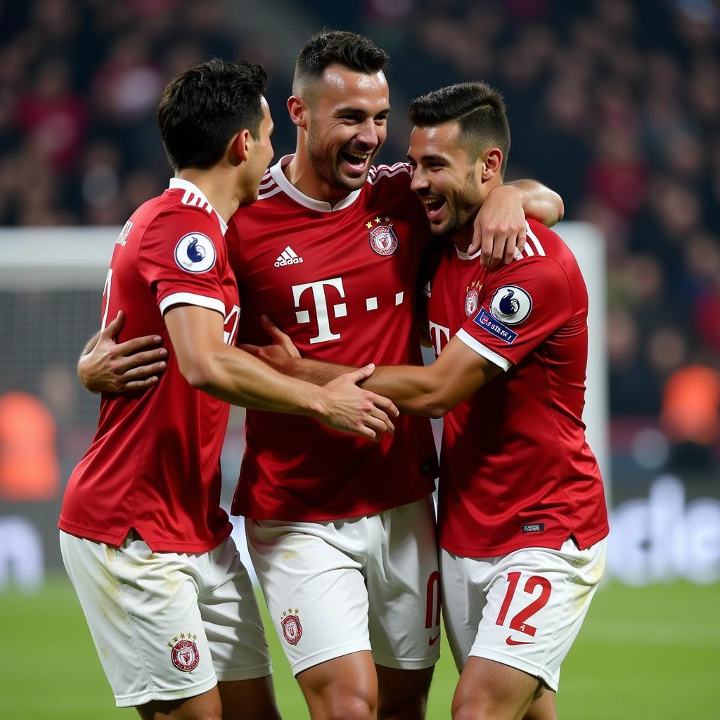 Yamal celebrating a spectacular goal with his teammates