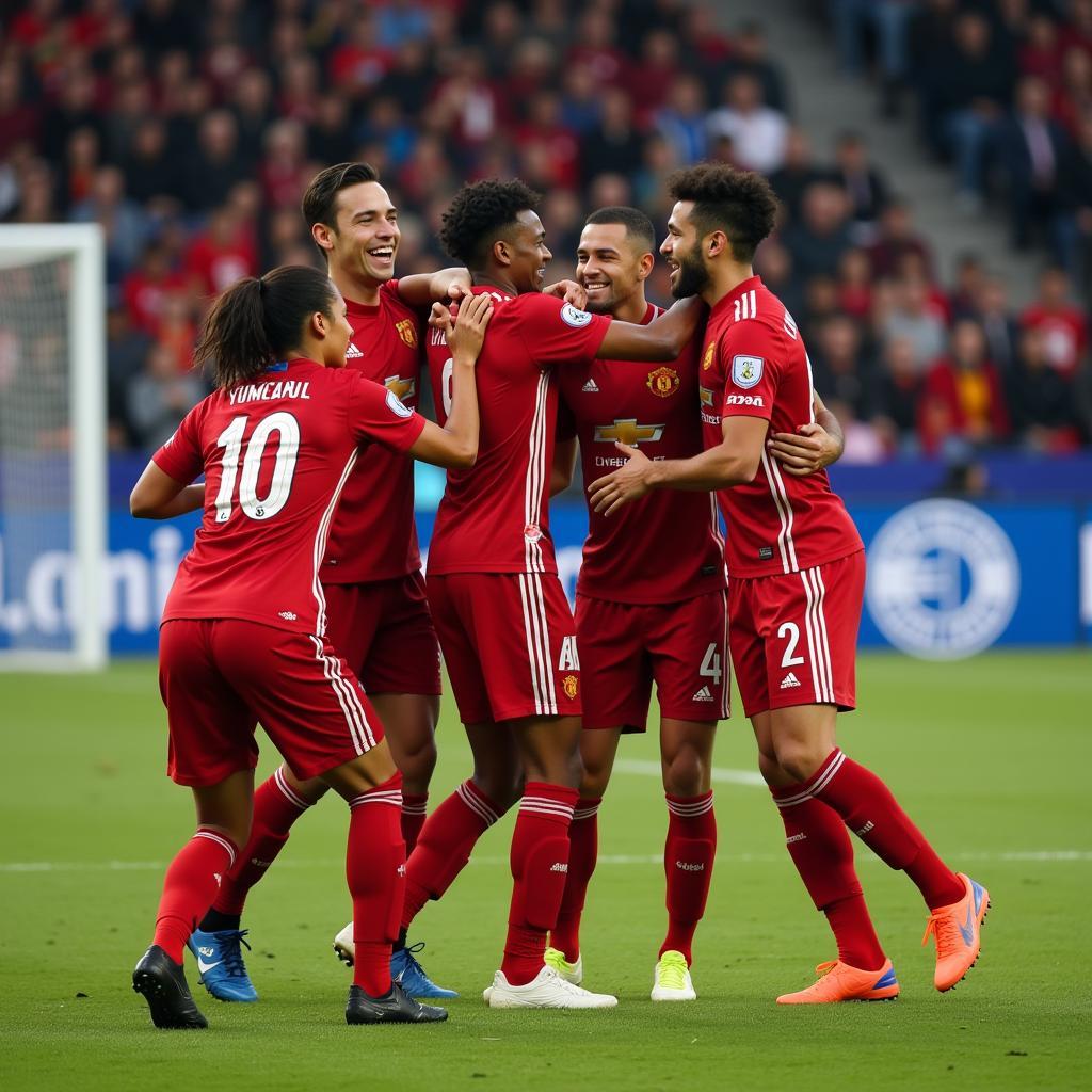 Yamal Celebrates a Goal with Teammates