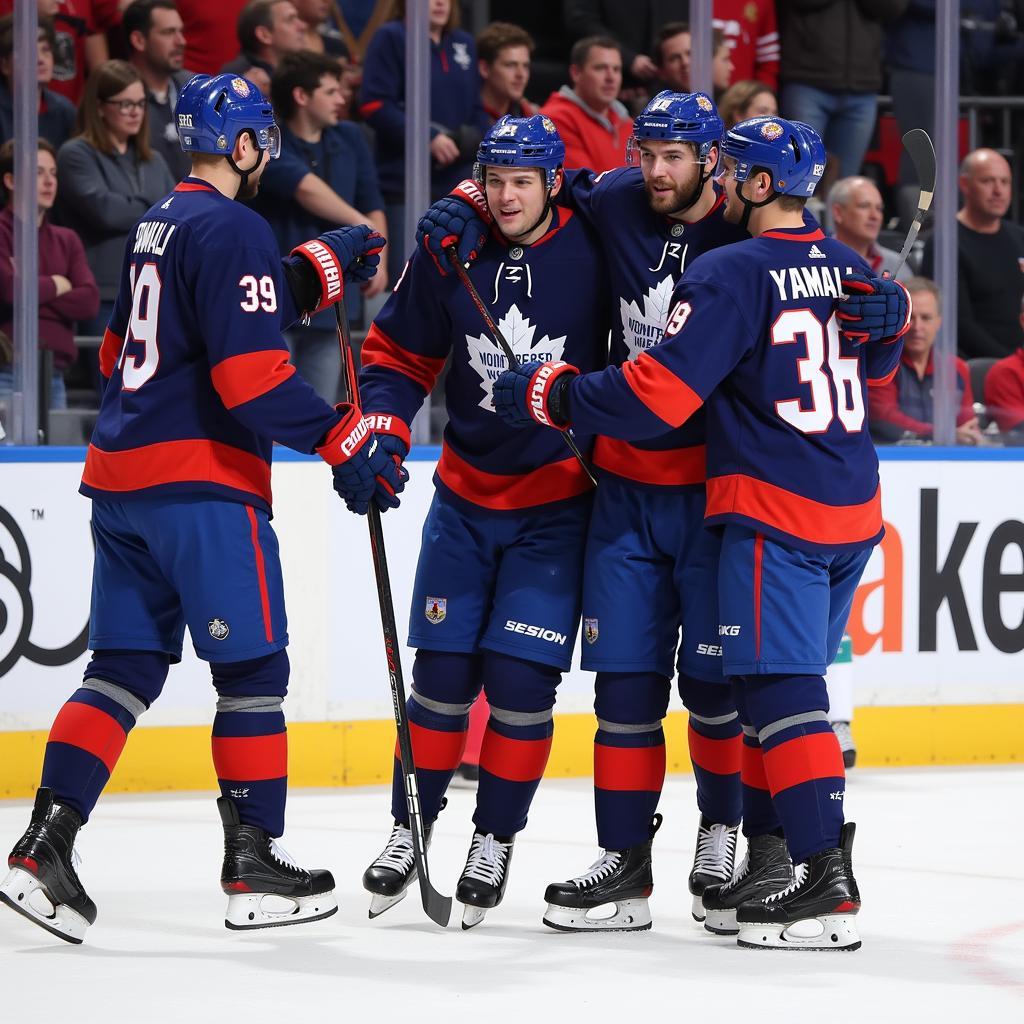 Yamal celebrates a goal with his teammates, sharing the joy and excitement of the "candy bundle" experience.