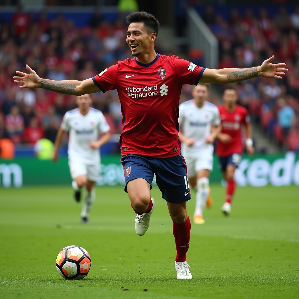 Yamal celebrating a goal resulting from his keen field vision.