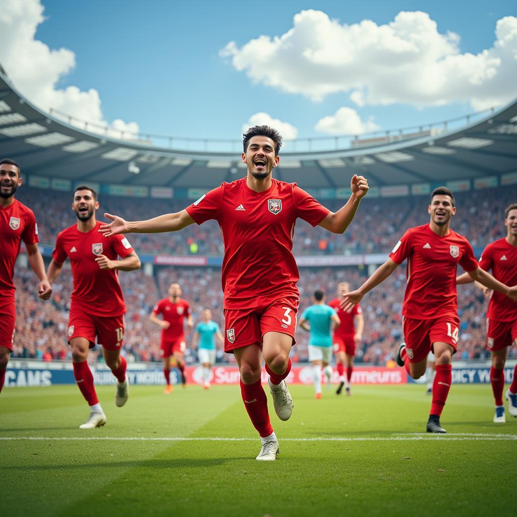 Yamal celebrates a goal with his teammates