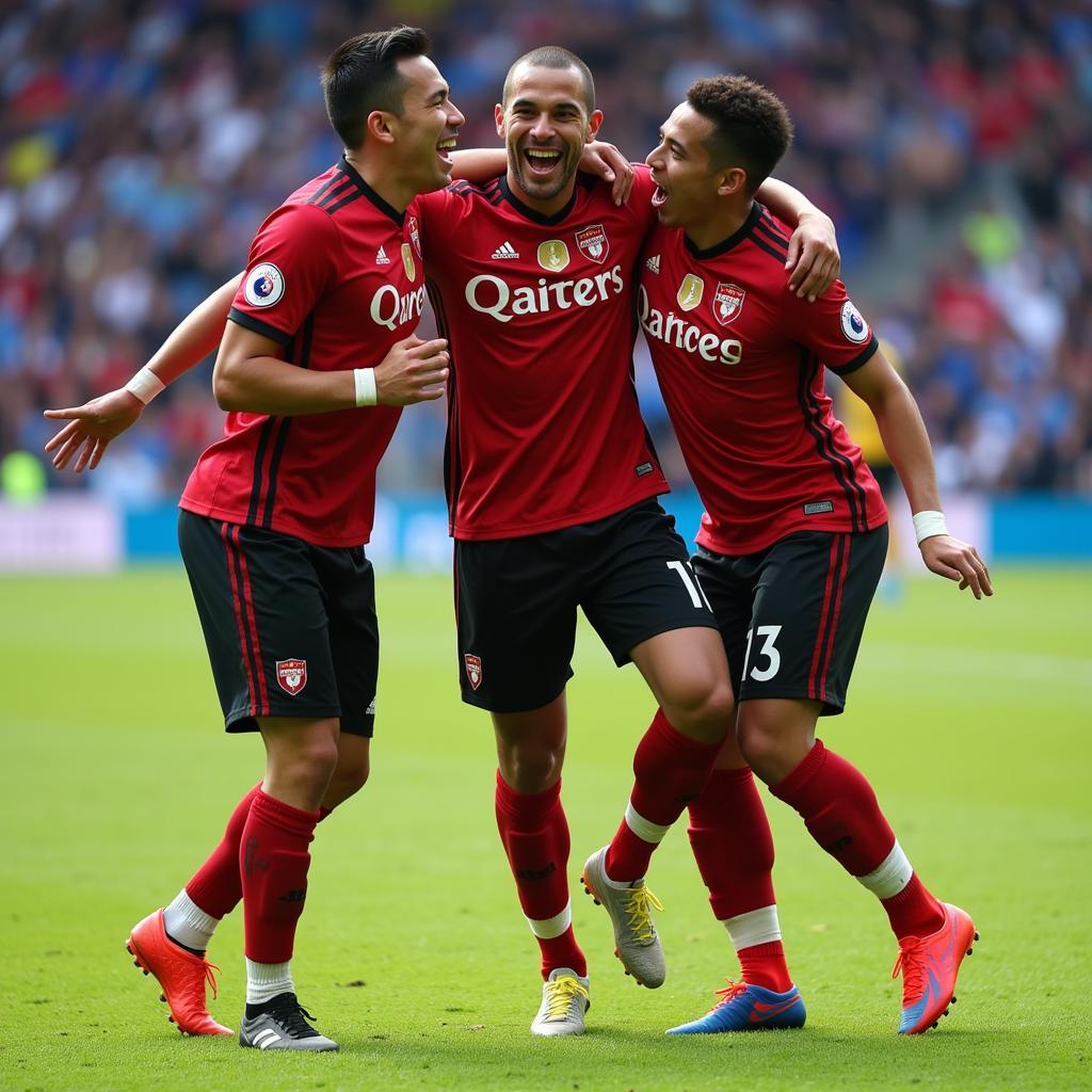 Yamal celebrating a goal with his teammates