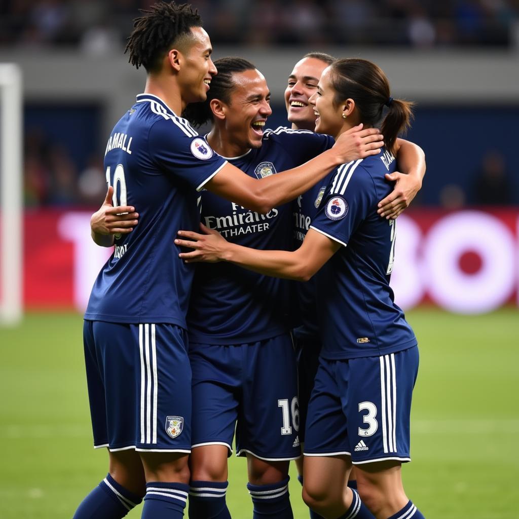 Yamal celebrating a goal with his teammates