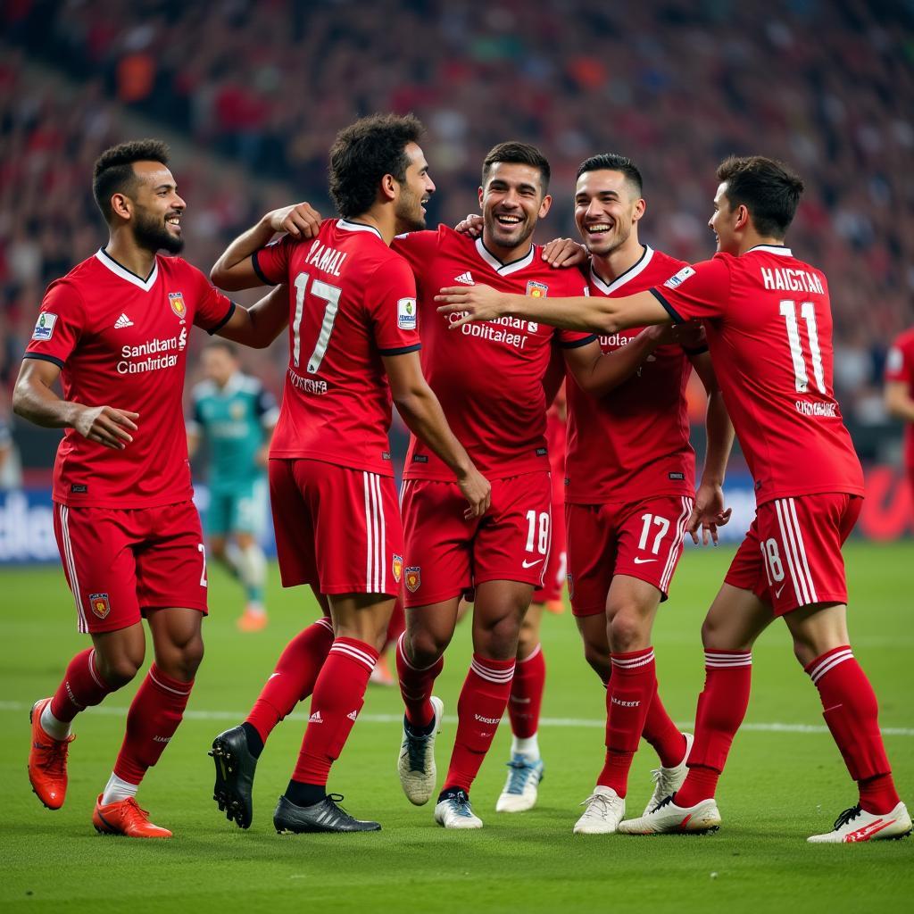 Yamal Celebrating a Goal with Teammates