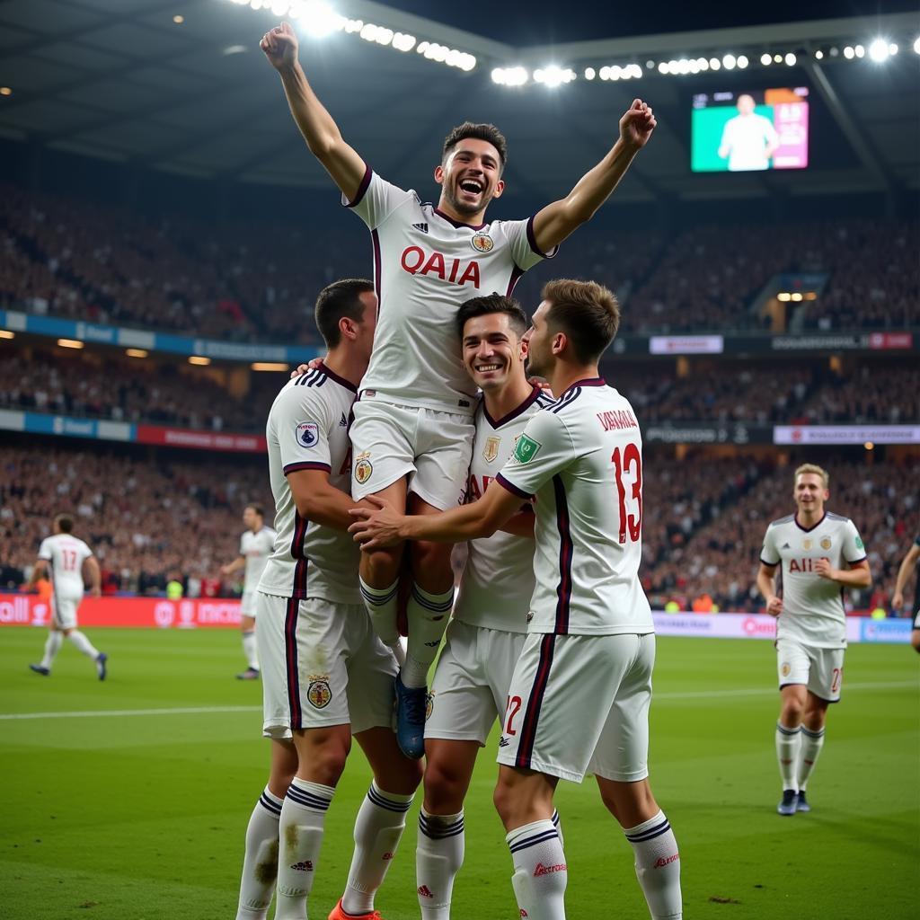 Yamal celebrating a goal with his teammates