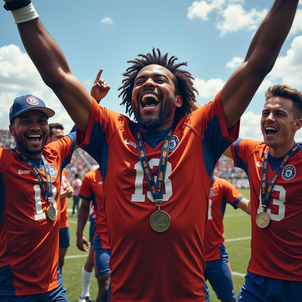 Yamal celebrating a victory with his team.