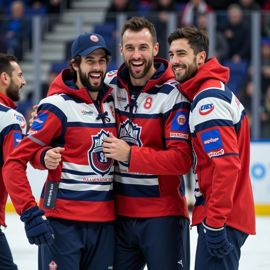 Yamal celebrating a victory with his teammates, highlighting the importance of teamwork and camaraderie.